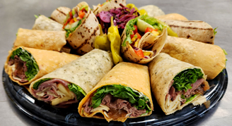 Group of wraps on a platter