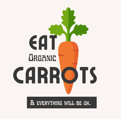 Organic carrots and typography illustration