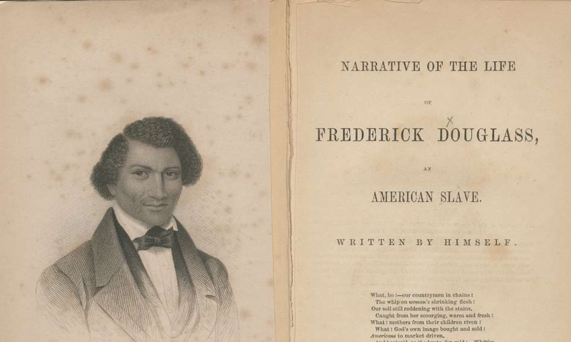 Image of original copy of Frederick Douglass book, public domain