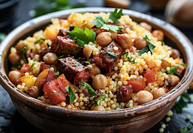 Winter couscous in a bowl