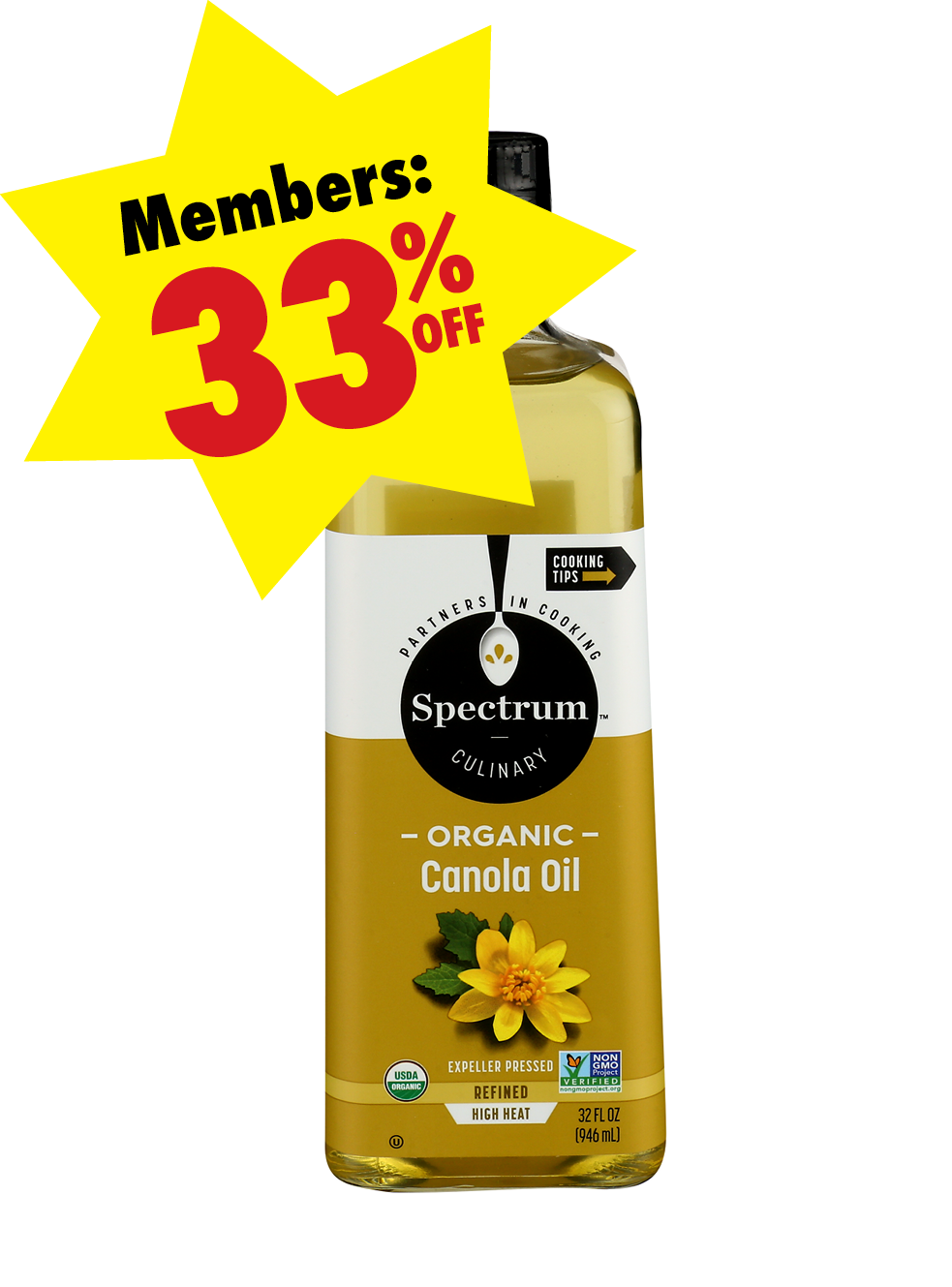 Bottle of Spectrum Refined Organic Canola Oil