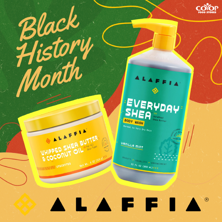 Alaffia products on colorful background