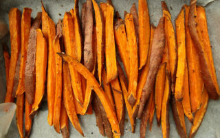 Photo of cut and roasted sweet potato fries