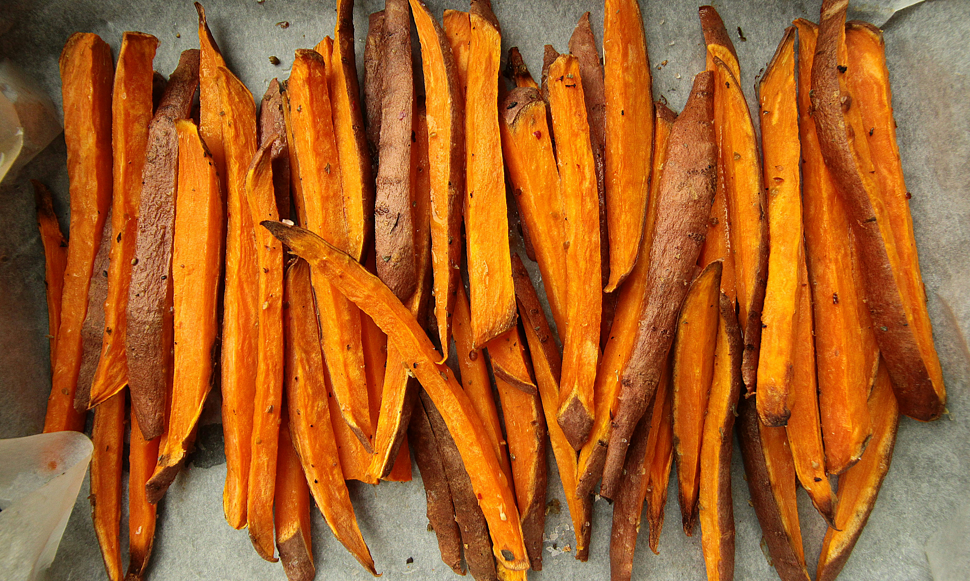 Photo of cut and roasted sweet potato fries