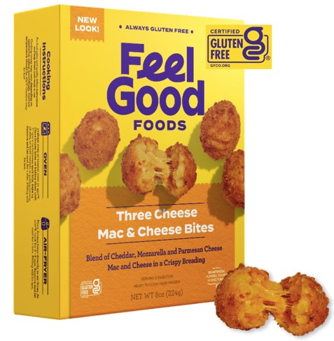 Feel Good Foods Three Cheese Mac & Cheese Bites box, 8 oz