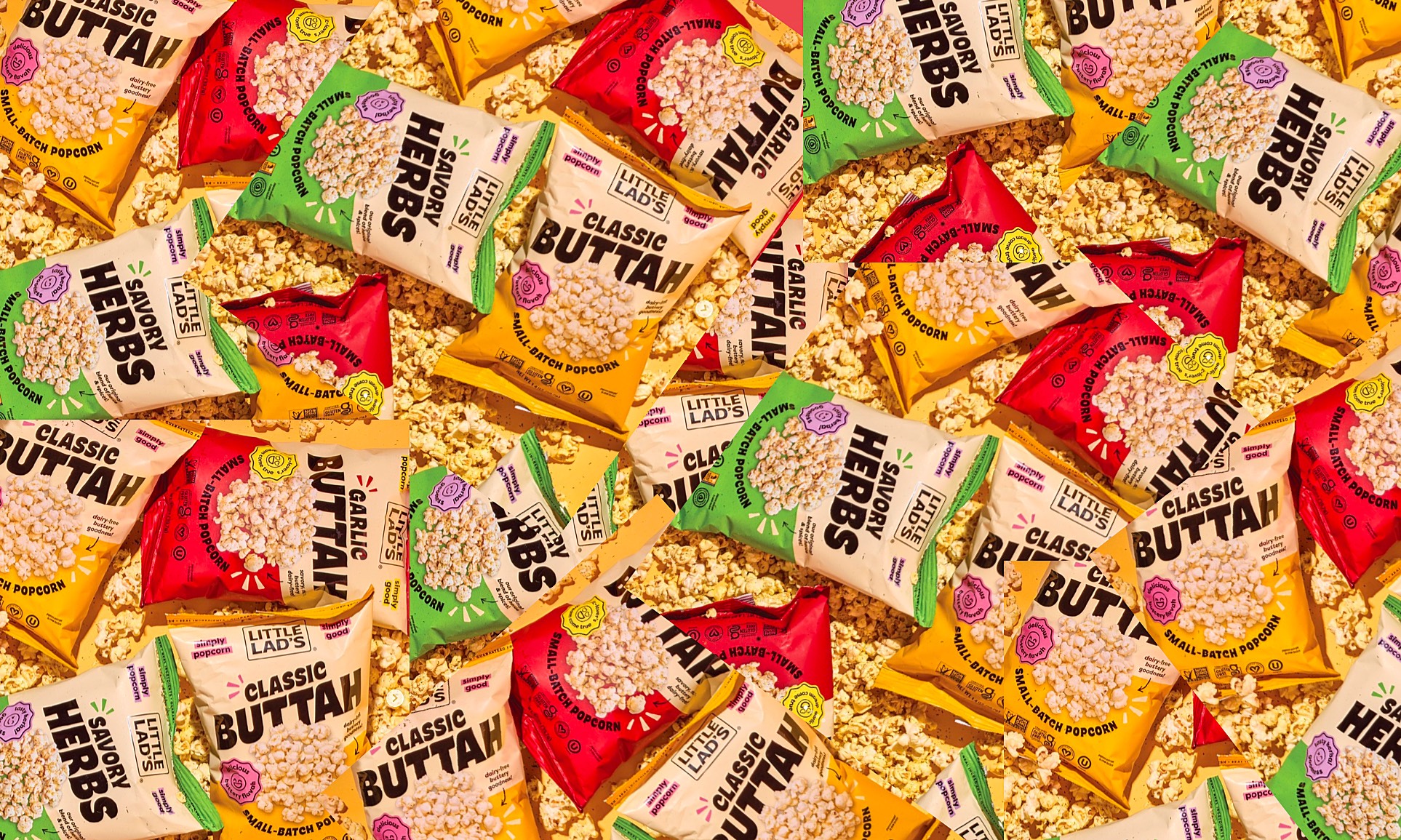 Collage of Little Lad's popcorn bags