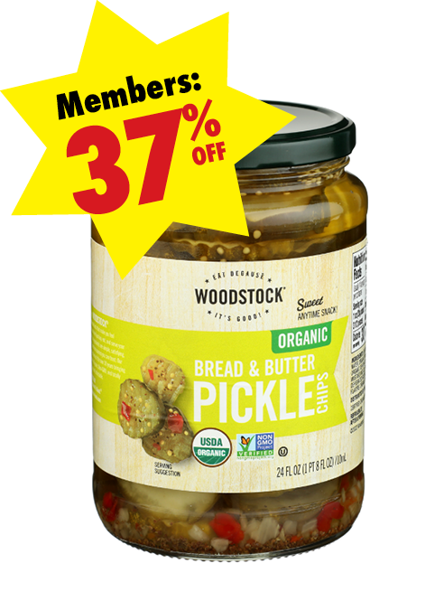 Woodstock_OrganicPickles Bottle of Woodstock Organic Pickles