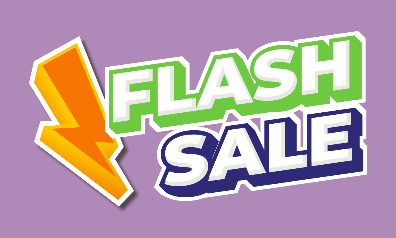 flah_sale_logo Flash Sale logo with lightning bolt on purple background