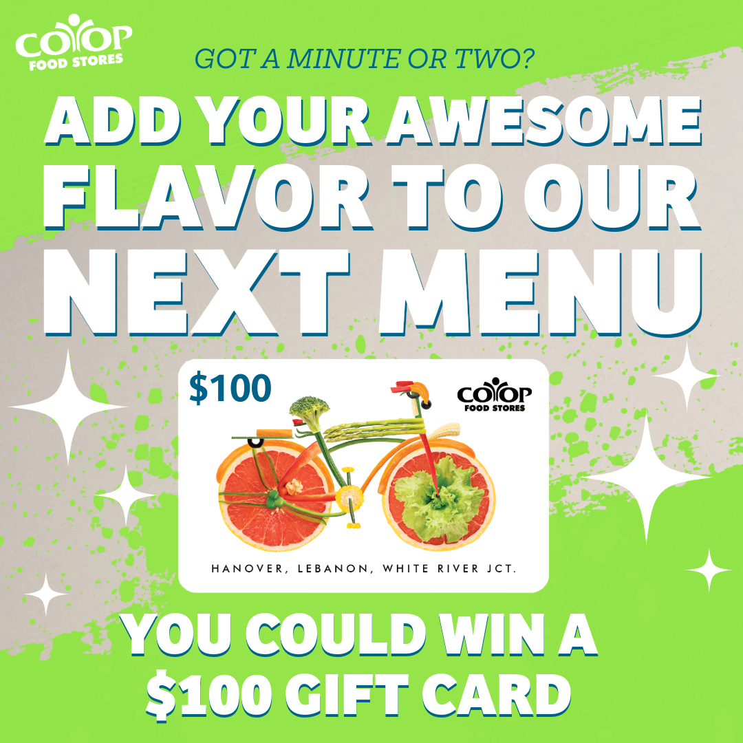 Photo illustration of $100 Co-op gift card on colorful background