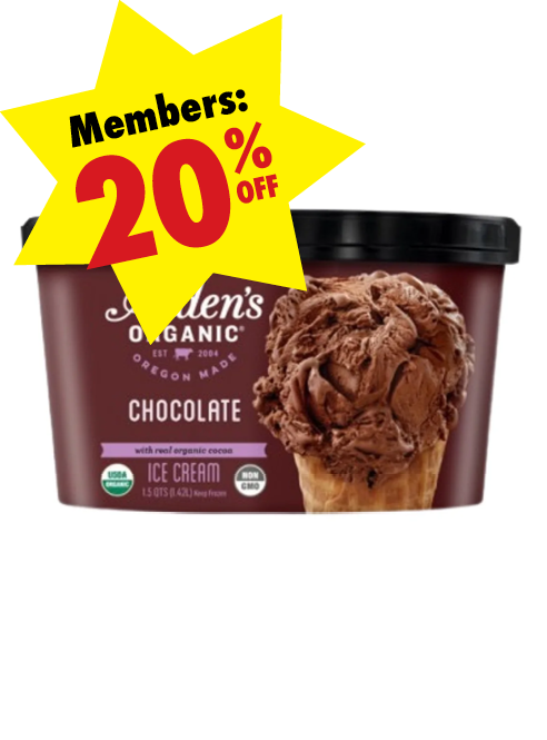 Container of Alden's Organic Chocolate Ice Cream