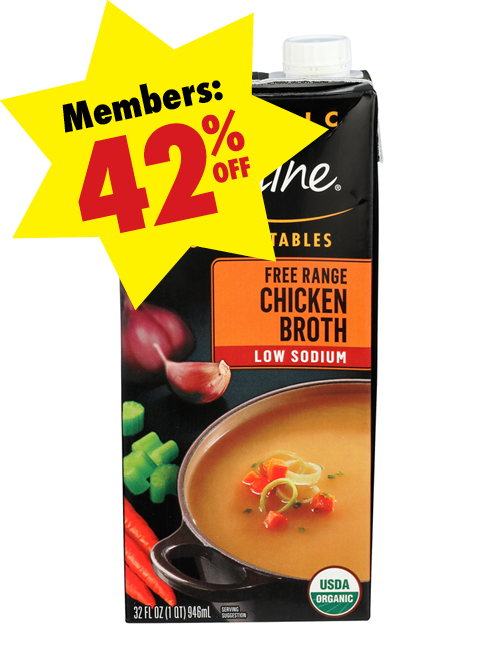 Box of Imagine Organic Low Sodium Free-Range Chicken Broth