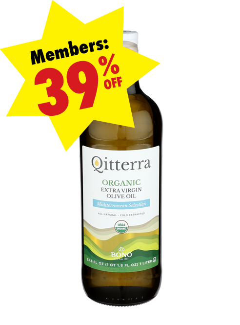 Bottle of Qitterra Organic Extra Virgin Olive Oil
