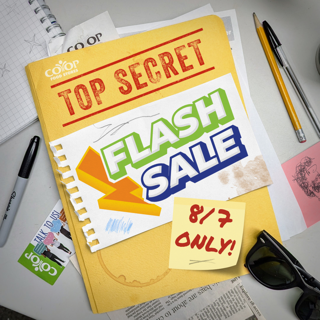 Photo illustration of notebook on messy desk with Flash Sale logo