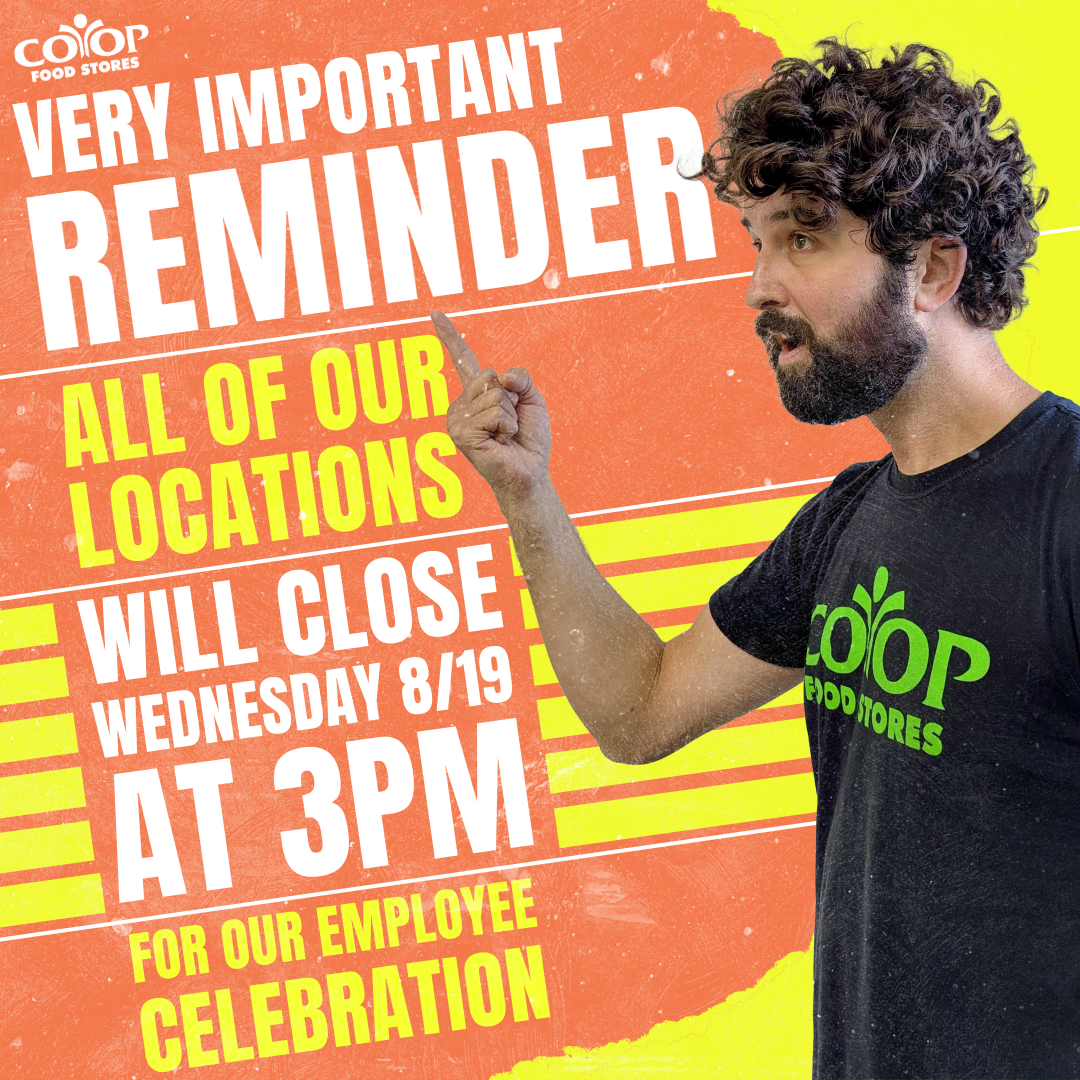 Photo illustration of employee pointing to an announcement of the employee appreciation event August 19 at 3 p.m.