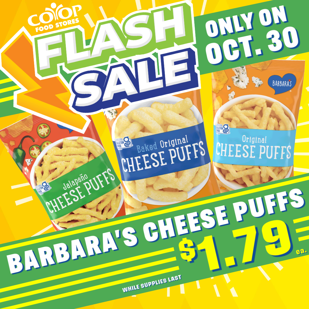 Flash Sale on Barbara's puffs.